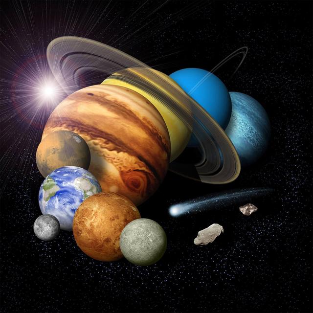 Planets on a black outer space background