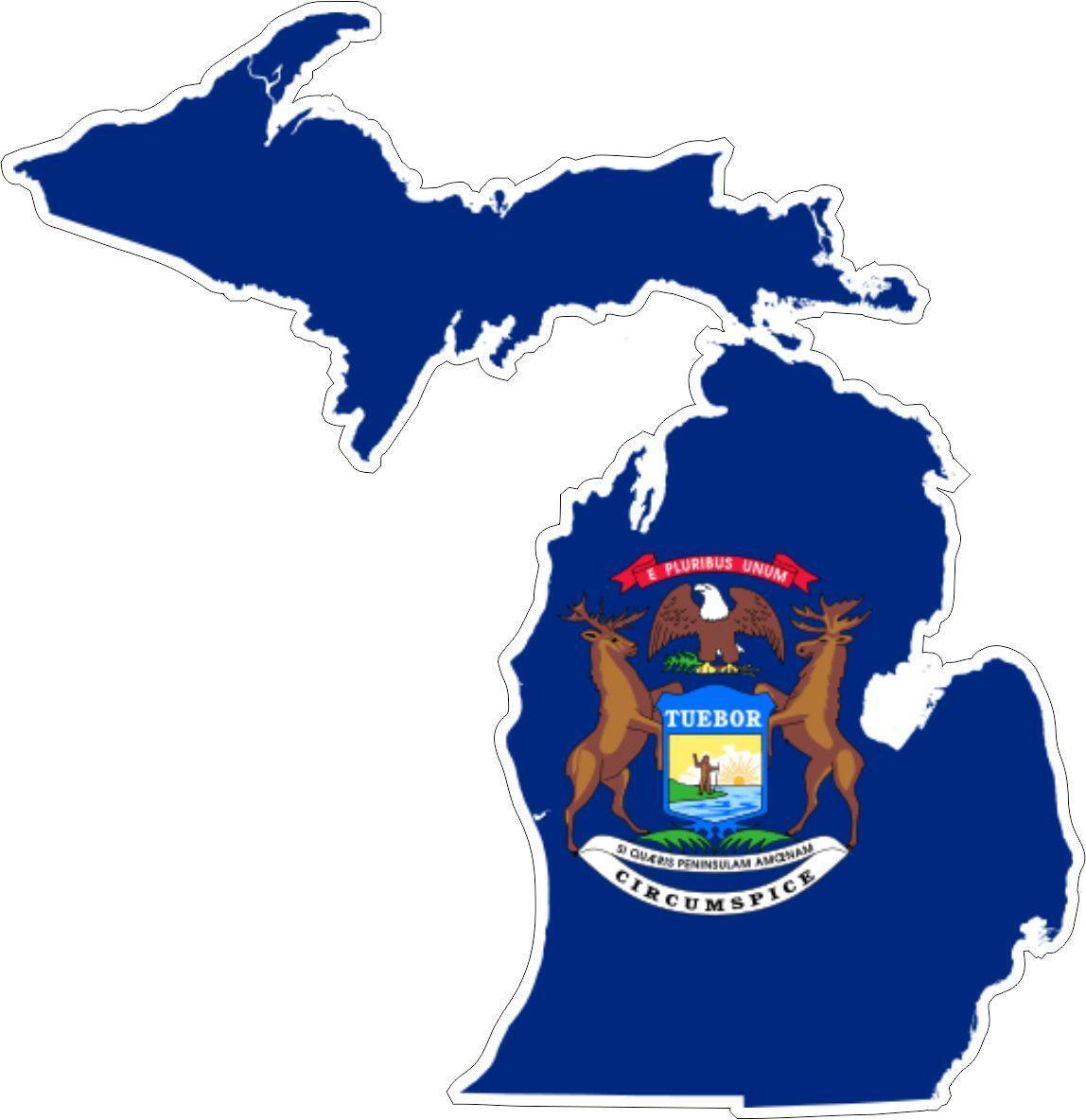 Michigan flag in shape of the state