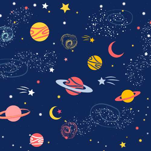 A space scene depicting planets, stars, and galaxies 