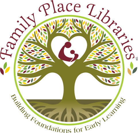 Logo for family place library; a tree with a parent and child in the middle