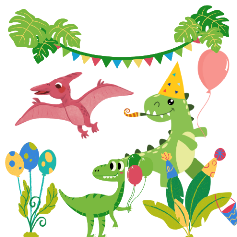 dinosaurs having a party