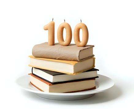 100th birthday book cake