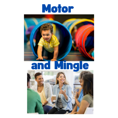 kid crawling through tunnel words motor and mingle