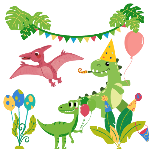 dinosaurs having a party